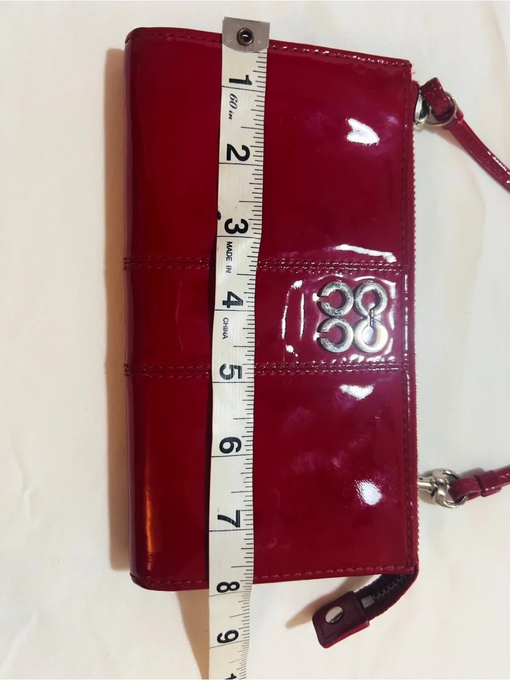 🩷 Y2K Coach Julia Red patent leather zippy wristlet wallet silver hardware🩷